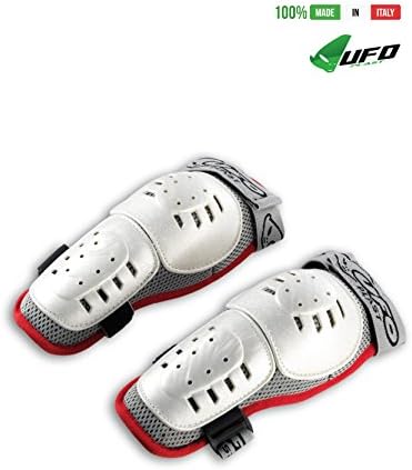 UFO PLAST Made in Italy SK09174 MULTISPORT Knee Guards for Kids / Long Version / Knee Protection Pads / One Size fits all / For: Motorcycle, Motocross, Snowboard, Ski / Color: White with Red