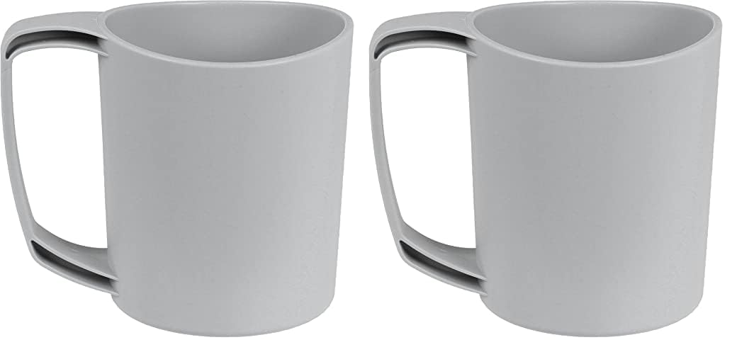 Lifeventure Ellipse Reusable Mug for Camping, Travel & Outdoor, Light Grey, 300ml (Pack of 2)