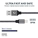 EverDigi 3Pack 3FT 6FT 10FT 8 Pin Lightning to USB Cable Cord Charger, Nylon Braided USB Sync & Charging Cords for iPhone 7/7 Plus/6s/6s Plus/6/6 Plus/5s/5c/5/SE, iPad/iPod (Black)