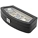 Rounded Leather Watch Box Storage Case Glass Lid for 6 Watches (Black)
