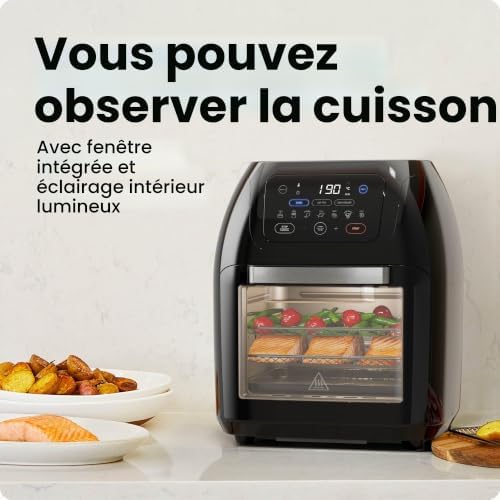 Multifunctional Digital Air Fryer+ Rotisserie, Dehydrator, Convection Oven, 17 Touch Screen Presets Fry, Roast, Dehydrate, Bake, XL 10L Family Size, Auto Shutoff, Large Easy-View Window, Black