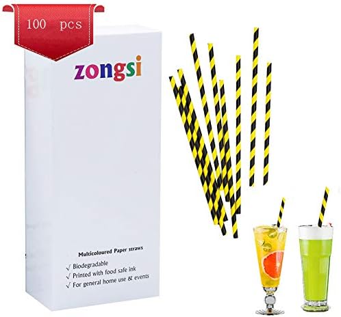 Zongsi 100% Biodegradable Paper Straws for Wedding Birthday Party Graduation Celebrations for Cocktails, Cold Drinks (100Pcs / 200Pcs /300Pcs)