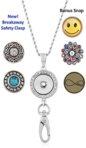Simply Poppies Premium Breakaway Women's Lanyard - Rhinestone Snap Button Lanyard with Clip for IDs, Badges, Keys - Comes with 4 Snap Charms