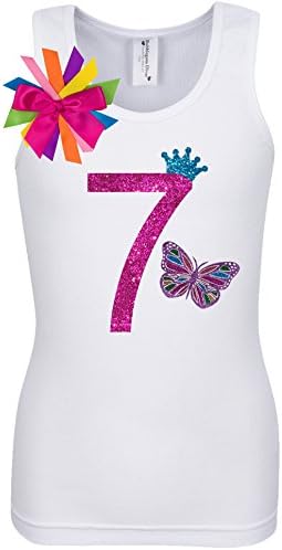 Bubblegum Divas Big Girls 7th Birthday Rainbow Butterfly Shirt 12-14