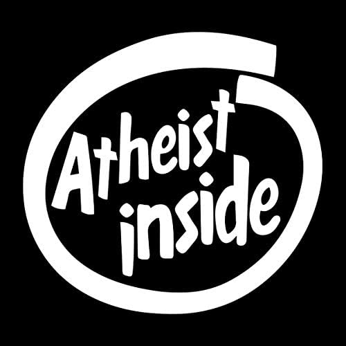 EvolveFISH Atheist Inside Weatherproof Vinyl Decal - [White][5"]