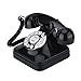 Richer-R Retro Phone,WX-3011 Vintage Retro Telephones One-line Operation with Multi Function Traditional Bell Ring,Plastic Home Telephone Retro Wire Landline Phone(Black)