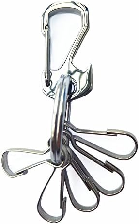 Key Chain Bottle Opener, LXMAO Stainless Steel Keychain Key Ring Holder with 5 Clip Hooks for Outdoor Camping, Hiking