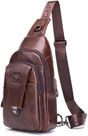 YQW Sling Bag Mini Backpack Genuine Cowhide Leather Crossbody Shoulder Backpack for Business Travel Hiking School Outdoor