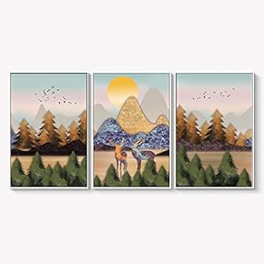 Framed Canvas Wall Art for Living Room, Bedroom Abstract Landscape Dream Place Canvas Prints for Home Decoration Ready to Hanging - 16"x24"x3 Panels