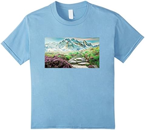 unisex-child Beautiful Mountain Scenery T-Shirt, Mountain Lovers Shirt 4 Baby Blue