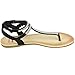 alpine swiss Womens Black Slingback T-Strap Rhinestone Thong Sandals 7 M US