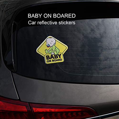 WENWELL 2PCS Baby on Board Car Sticker for Baby Safety, Baby Car Sign. Warning Sticker Window Magnet Sign Notice Board. Back Self-Adhesive Easy to Install - Thumbnail 3