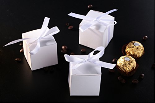 AWELL-White-Gift-Candy-Box-Bulk-2x2x2-inches-with-White-Ribbon-Party-Favor-BoxPack-of-50
