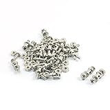 25Pcs Silver Tone Metal Linkage Stoppers 1.8 x 0.8mm for Steel Wire