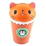 DORIC Squishies Jumbo Cup Cat Cream Scented Squishy Slow Rising Squeeze Strap Kids Toy Gift