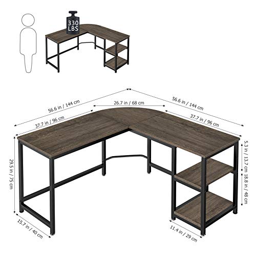Homemaxs LShaped Computer Desk, 56Inch Corner Desk for Home Office