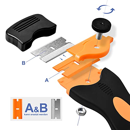 Schaber Ceranfeld, 2 Stücke orangefarben Ceranfeld Kratzer mit 32 Stücke Ersatzklingen für Küche und Glaskeramik