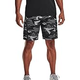 Under Armour Men's UA Elite Cargo Printed Shorts, Black/Gray Camo, Small