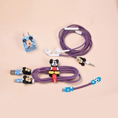 Smile Pick 6 in 1 Cartoon USB Earphone Cable Protector Set (Mickey Mouse)