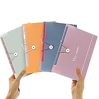 SRHOME 4 Pack Expanding File Folder Pockets -5 Pockets,A4 Letter Size,Assorted Color Accordion Document Organizer,Flap and Cord Closure...