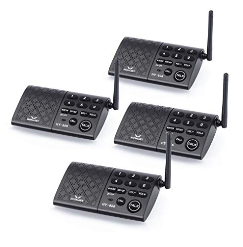 Hosmart Portable Wireless Intercom System，1/2Mile 6-Channel Security Wireless Intercom System for Home or Office [4 Stations Black] (Battery is not Included) - Thumbnail 6