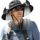 Outdoor Wide Brim Sun Hat with 2 Solar Fan Sun Bucket Hat for Men Women UPF 50+ Bucket Fishing & Beach Hat with Fan Built in
