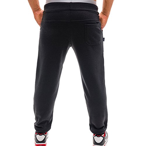 TIMEMEANS Mens Long Trousers Tracksuit Fitness Workout Joggers Gym Sweatpants Black - Thumbnail 2