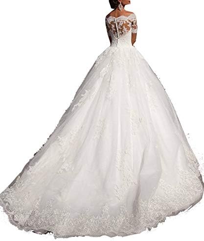 LanBen New 2019 Applique Lace Backless Empire Short Sleeve Wedding Dresses for Bride Women Guests Plus Size