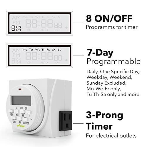 BNLINK 7 Day Heavy Duty Digital Programmable Timer, FD60 U6, 115V