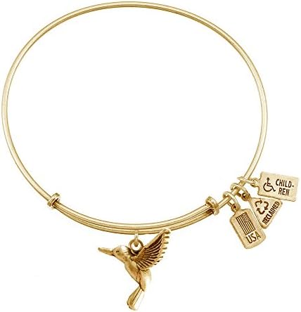 Wind &amp; Fire Hummingbird Gold Finish Charm Bangle