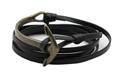 Golastartery Fashion Bronze Alloy Anchor Multilayer Leather Bracelets
