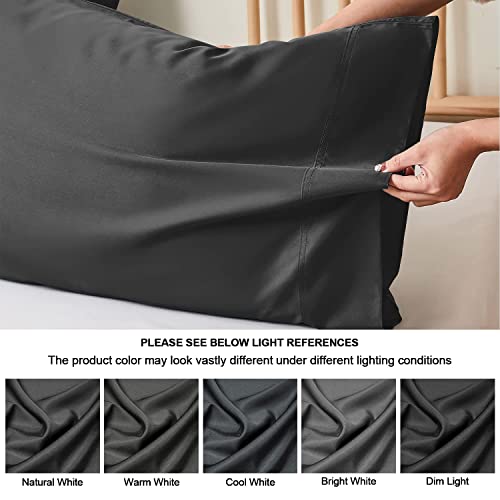 BEDELITE Bamboo King Size Pillow Cases 2 Pack, Black Cooling Pillow
