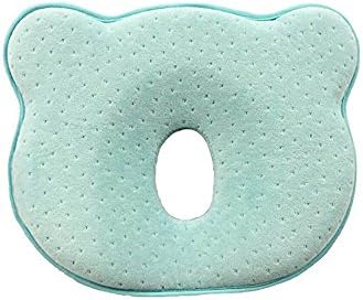 Baby Pillow, ABBER Soft Memory Foam Pillow Infant Pillow Head Positioner Neck Support Prevent Baby Flat Head Head-shaping Pillow Cotton Baby Protective Pillow. (Blue)