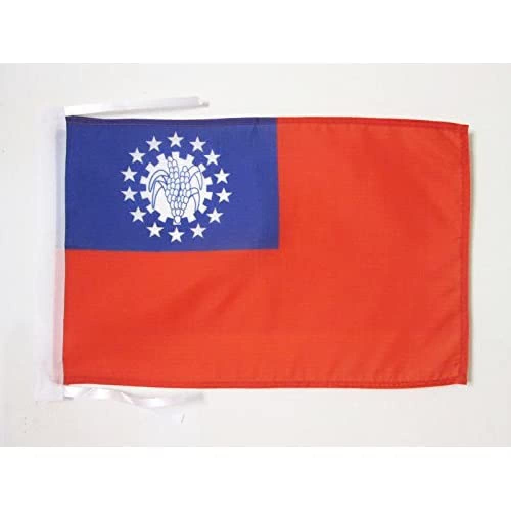 AZ FLAG - Burma Old Flag - 18'' x 12'' - 100% Polyester Former Burmese Small Banner with Two Cords - Fade Resistant - Vivid Colors - 18x12 in - 45x30 Cm — image 1