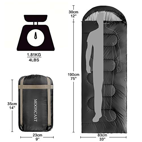 MOONCAST Backpacking Sleeping Bag Warm & Cold Weather, Use for 4