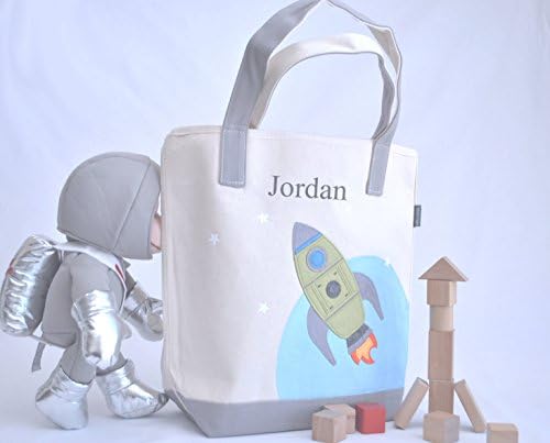 Rocket Tote Bag|Personalized Tote Bag| Rocket Ship| Kids Space tote|Boys Tote |Toddler Tote Bag| Preschool Tote bag|Library book bag Ask a question