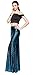 Fancy Wetlook Fish Scale Mermaid Sequin Long Maxi Skirts Gown for Women Blue XL