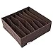 Finnhomy Foldable Storage Closet Bra Underwear Organizer Drawer Divider, 4 Sets, Dark Brown