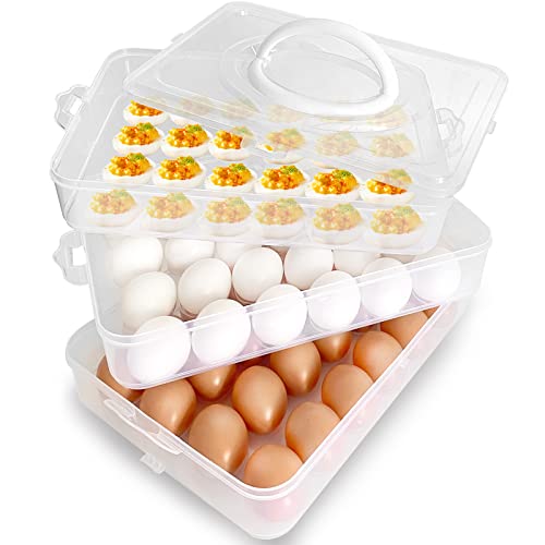 72 Eggs Holder,3Layer Deviled Egg Tray with Lid,Egg Containers for