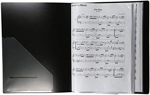 LYTIVAGEN A4 Size Music Folder Piano Music Score Folder Waterproof Music File Folder 40 Pockets Sheet Storage Folder Music Sheet Folder for Sheet Music Choir Chorus Piano Sheet Music Folder (Black) - Image 4