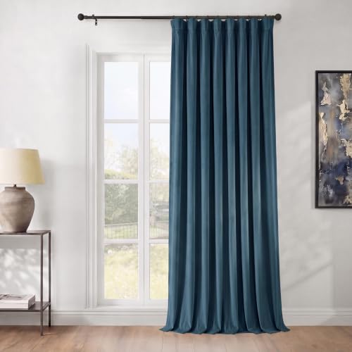HPD Half Price Drapes Heritage Plush Velvet Curtains 120 Inches Long Room Darkening Curtains for Bedroom & Living Room 100W x 120L, (1 Panel), Avalon Blue at Amazon