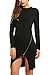 Zeagoo Women's Long Sleeve Zip Front Split Asymmetrical Bodycon Cocktail Party Pencil Dress
