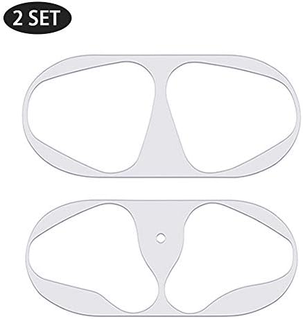 Rambg Dust Guard for AirPods, 2 Sets- Premium Metal Sticker for Airpods Charging Case - Protect AirPods from Iron/Metal Shavings (Silver)