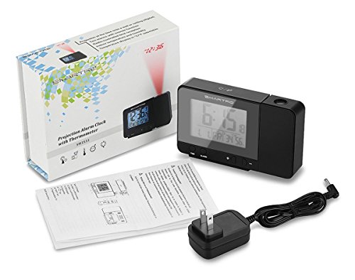 SMARTRO Projection Alarm Clock Digital Clock with Indoor Thermometer Hygrometer, USB Charger, Dual Alarm Clocks for Bedrooms, Travel, AC & Battery Operated - Thumbnail 6