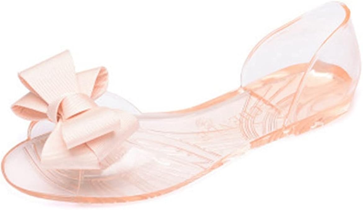 Amazon.com | MIOKE Bow Clear Jelly Sandals for Women Summer Beach Transparent Slip On Comfy Flat 