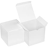 Xxcxpark 48 PCS White Kraft Gift Boxes 4x4x4 inches, Decorative Party Favor Kraft Paper Gift Packaging Box with Lid for DIY C