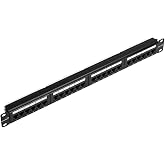 NavePoint 24-Port Cat5E UTP Unshielded Patch Panel for 19-Inch Wallmount Or Rackmount Ethernet Network 1U Black 4-Pack