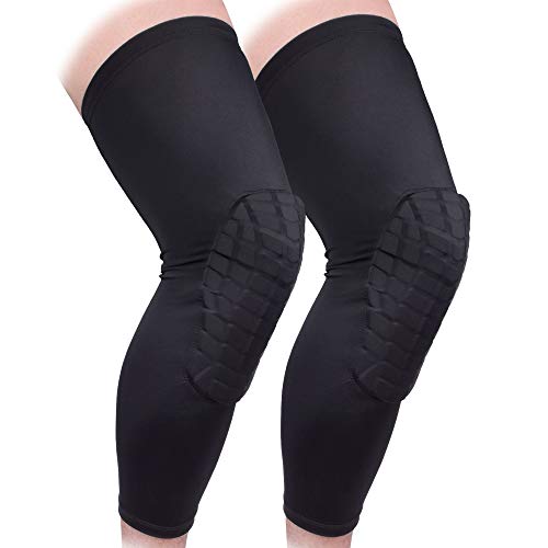 Knee Sleeve Long Leg Sleeves Braces for Basketball and All Contact Sports, Kids Youth and Adult, Sold as 1 Pair (2pcs)
