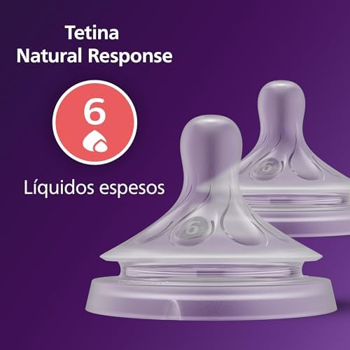 Bico de biberão Avent Natural Response: 2 bicos Philips sem BPA para bebés com 6 meses ou mais (Modelo SCY966/02)