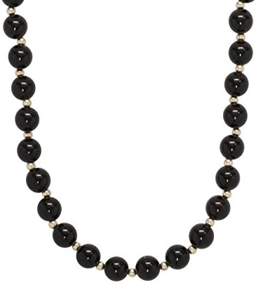 ISAAC WESTMAN 8MM Polished Black Onyx Gemstones & 14K Yellow Gold Beaded Endless Necklace For Women